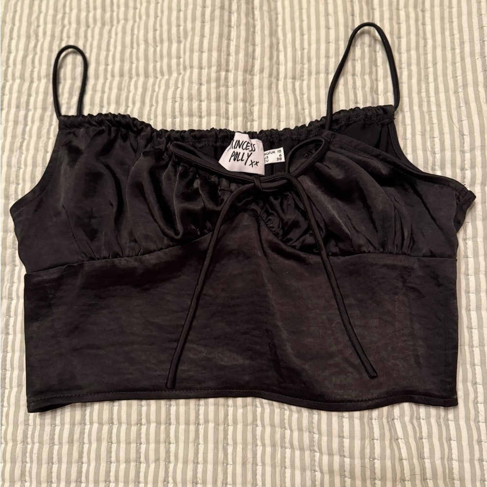 Princess Polly ESTELLE CROP TOP BLACK